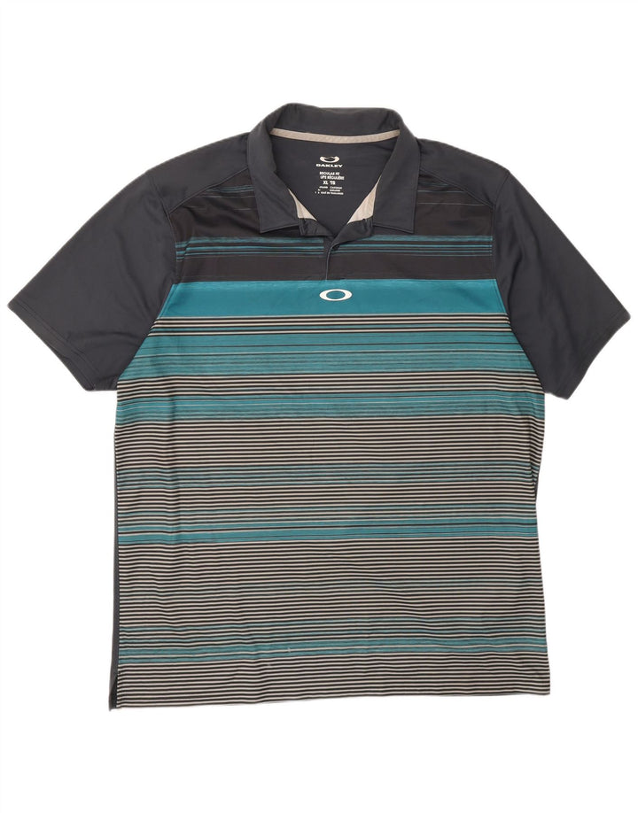 Oakley Polo de ajuste regular para hombre XL gris a rayas