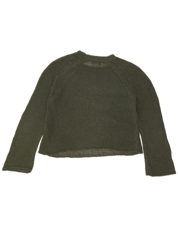 Massimo Dutti Jersey Corto con Cuello Redondo para Mujer UK 10 Small Khaki Cotton