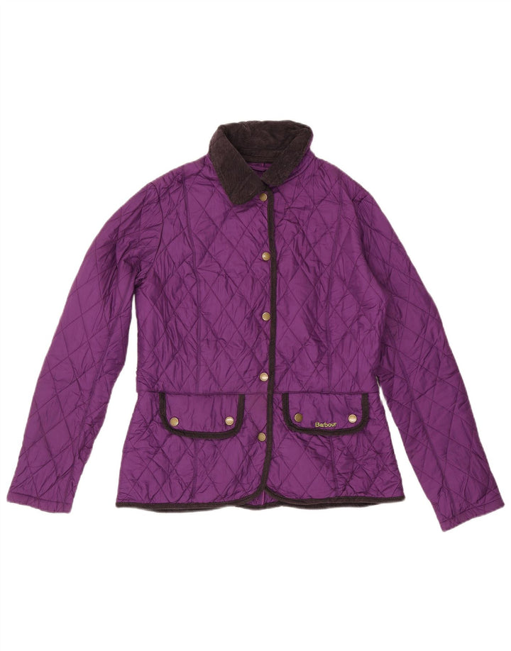 Barbour Chaqueta Acolchada Para Mujer UK 42 Poliéster Color Block Púrpura Medio