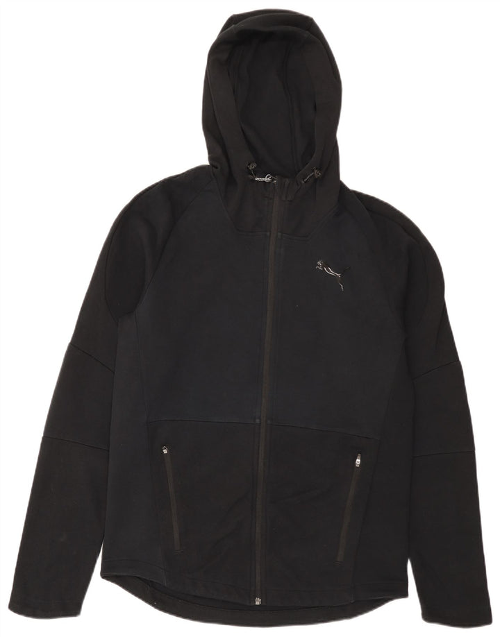 Puma Sudadera con capucha y cremallera para hombre, algodón negro mediano