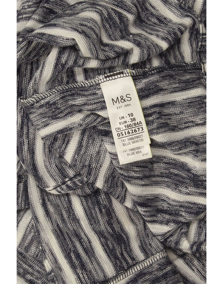 MARKS & SPENCER Womens V-Neck Jumper Sweater UK 10 Small Blue Striped Vintage Marks & Spencer and Second-Hand Marks & Spencer from Messina Hembry 