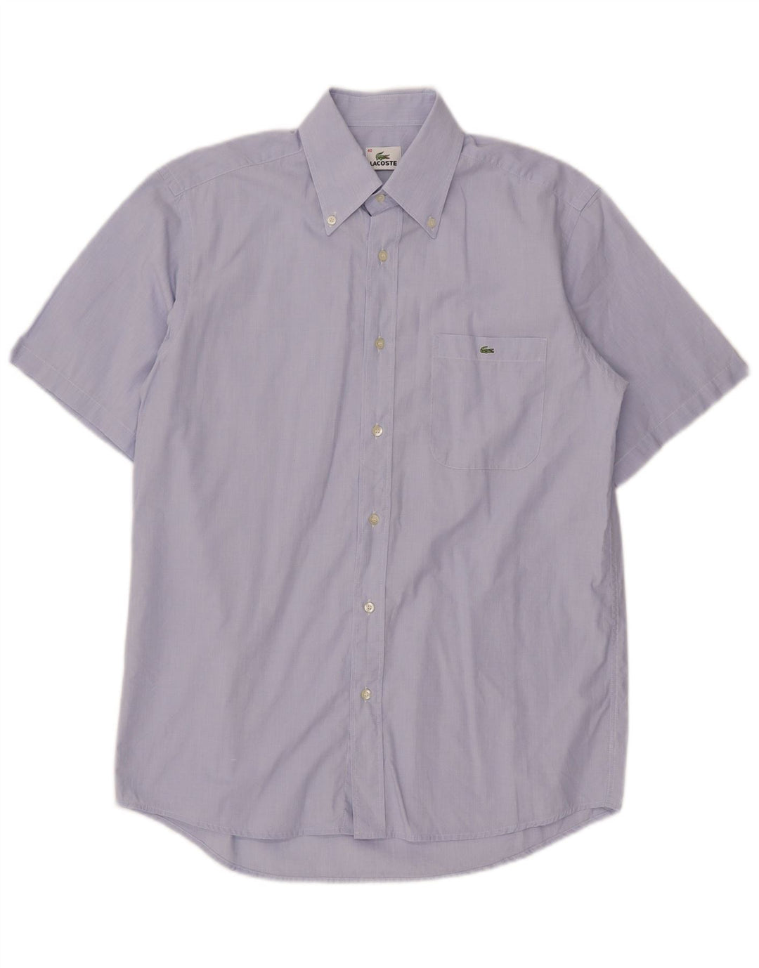 Camisa Lacoste Hombre Manga Corta Talla 40 Algodón Azul Medio