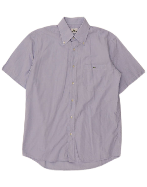 Camisa Lacoste Hombre Manga Corta Talla 40 Algodón Azul Medio