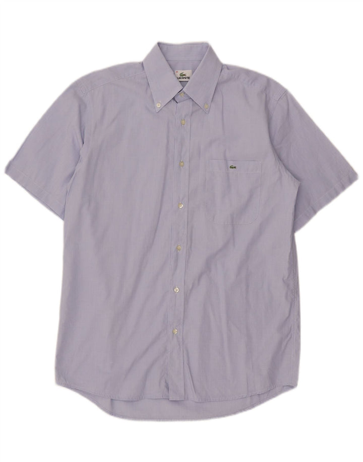Camisa Lacoste Hombre Manga Corta Talla 40 Algodón Azul Medio