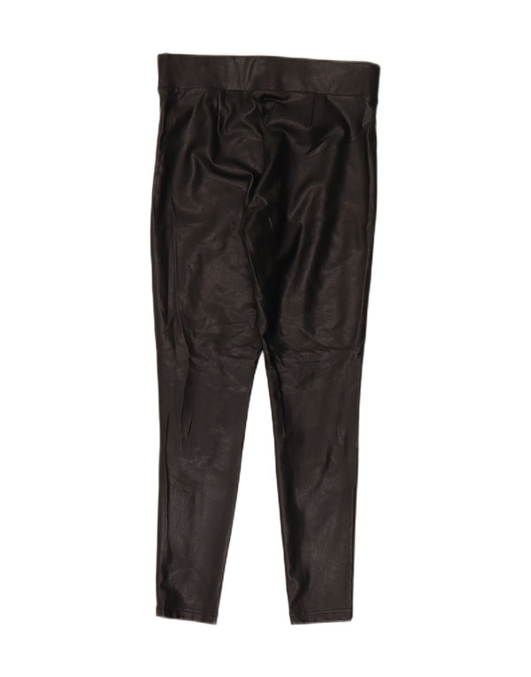 Marks & Spencer Leggings de piel sintética para mujer UK 40 Mediano Negro Poliéster