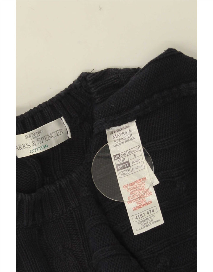 Marks & Spencer Jersey de cuello redondo para hombre de algodón azul marino mediano