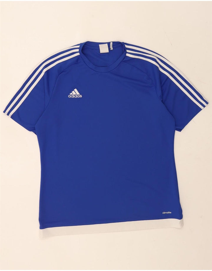 Adidas Hombre Climalite Camiseta Top Grande Azul Colorblock Poliéster