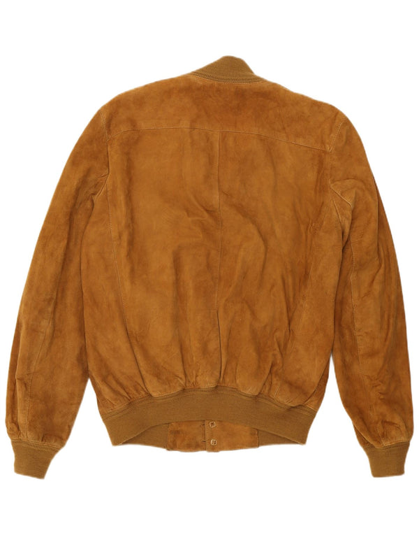 Vintage hombres ante bomber chaqueta IT 50 cuero beige medio