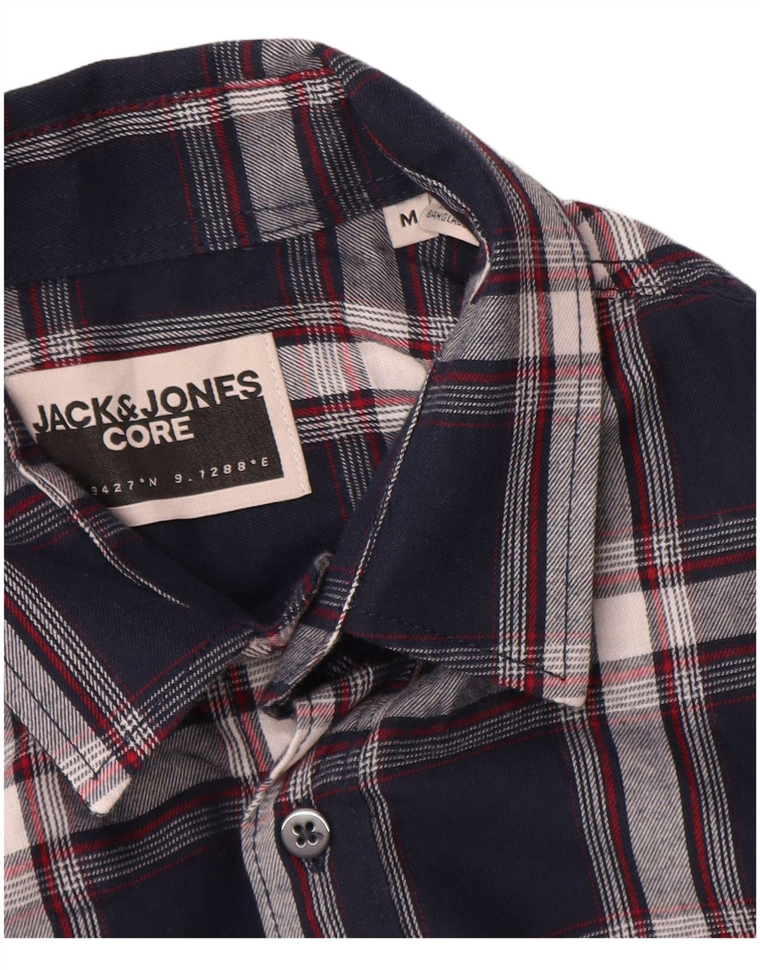 Jack & Jones Hombre Camisa De Franela De Algodón A Cuadros Azul Marino Mediano