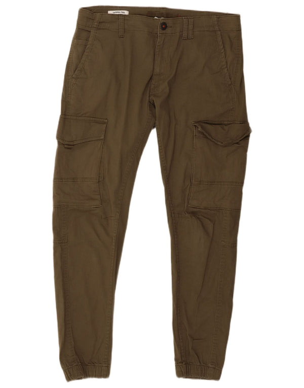 Jack & Jones Mens Paul Tapered Cargo Pantalones W32 L30 Algodón Caqui