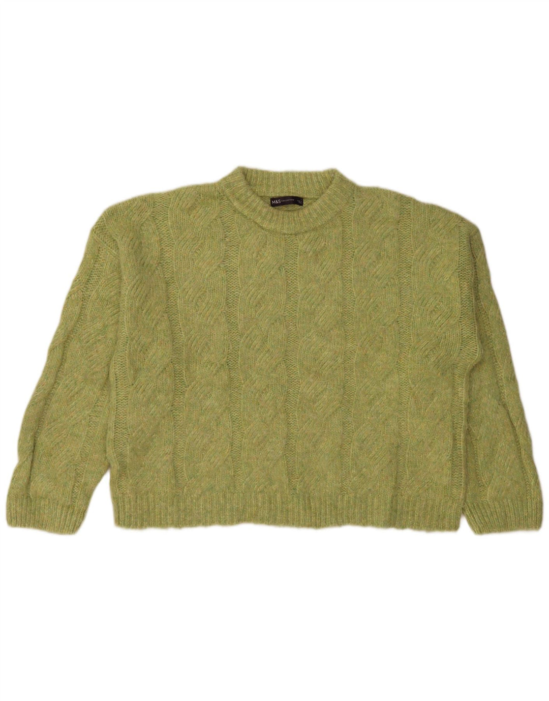 Marks & Spencer Jersey extragrande con cuello redondo para mujer, talla 40, color verde