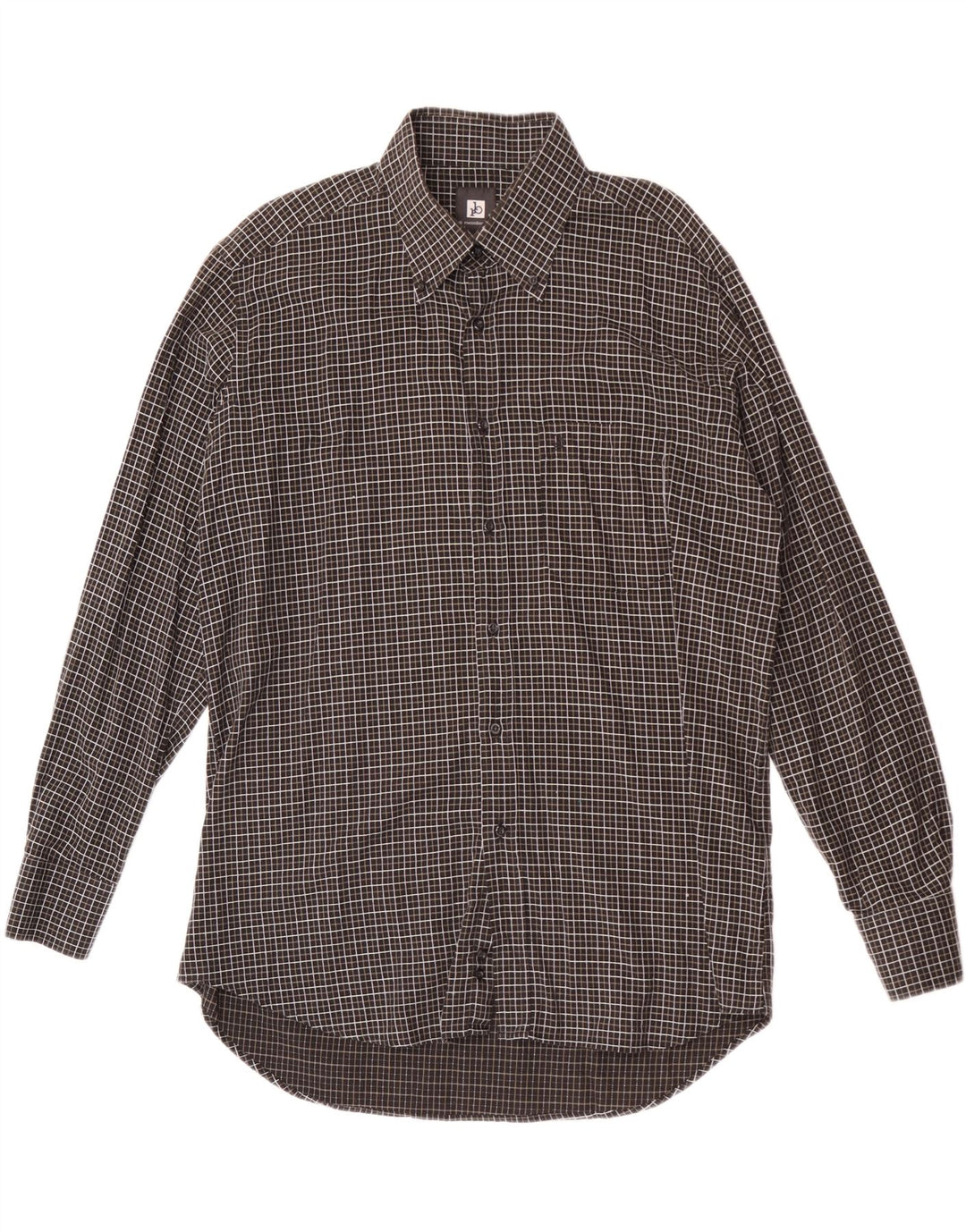 Roccobarocco Camisa para hombre Talla 44 17 1/2 XL Algodón a cuadros negro