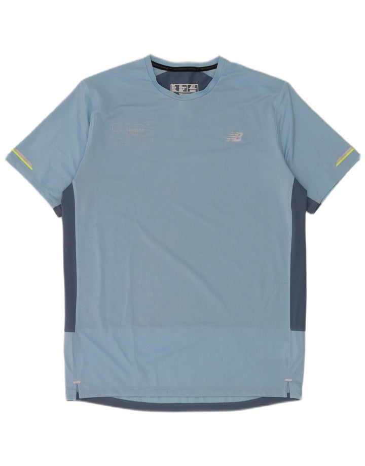 New Balance Hombre Camiseta Top Azul Medio Colorblock Poliéster