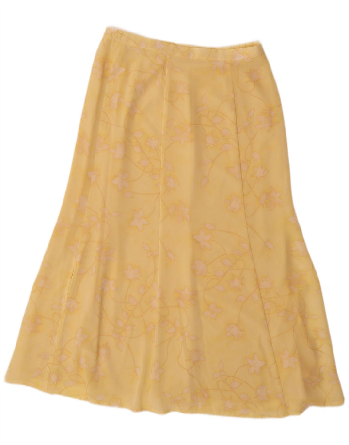 JACQUES VERT Falda acampanada para mujer UK 12 Medium W30 Poliéster floral amarillo