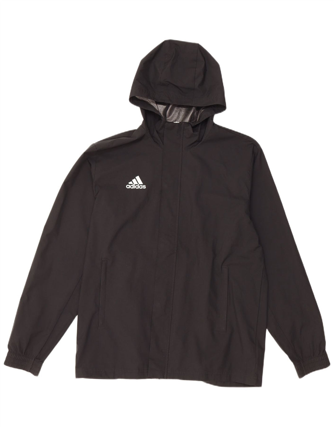 ADIDAS Chaqueta impermeable con capucha para hombre UK 38 Mediano Negro Poliéster
