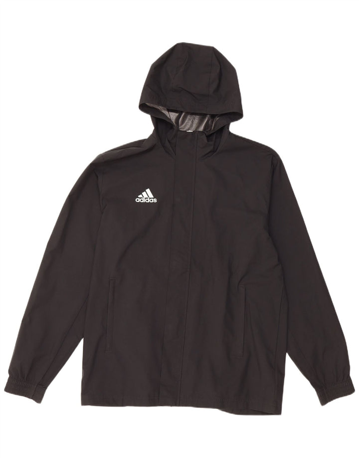 ADIDAS Chaqueta impermeable con capucha para hombre UK 38 Mediano Negro Poliéster