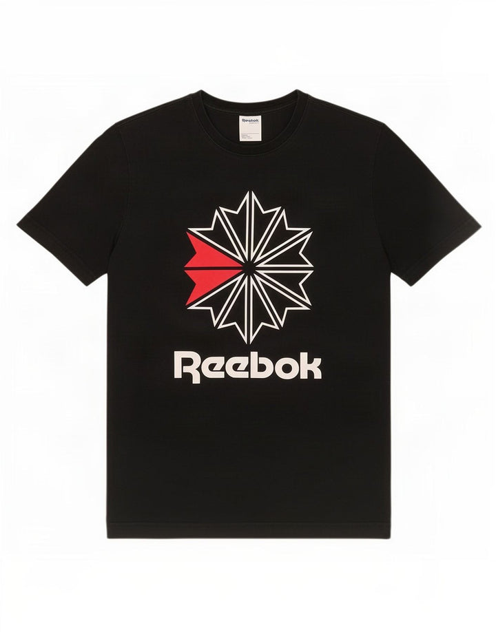Reebok - Camiseta gráfica para hombre, talla mediana, color negro