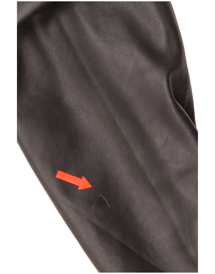 Vintage mujer chaqueta de cuero Reino Unido 14 cuero negro medio