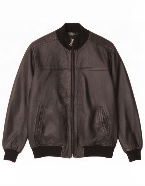 Daniele Alessandrini Chaqueta de cuero para hombre UK 38 Medium Black
