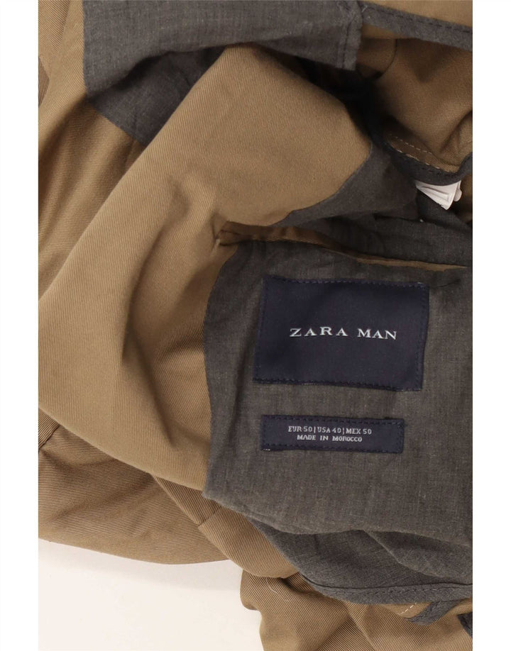 Zara Chaqueta tipo blazer de 2 botones para hombre EU 50 Medium Khaki Classic