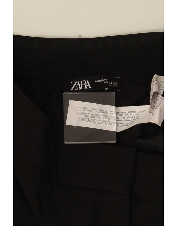 Zara Womens High Waist Tapered Chino Trousers 2XL W34 L27 Black Cotton