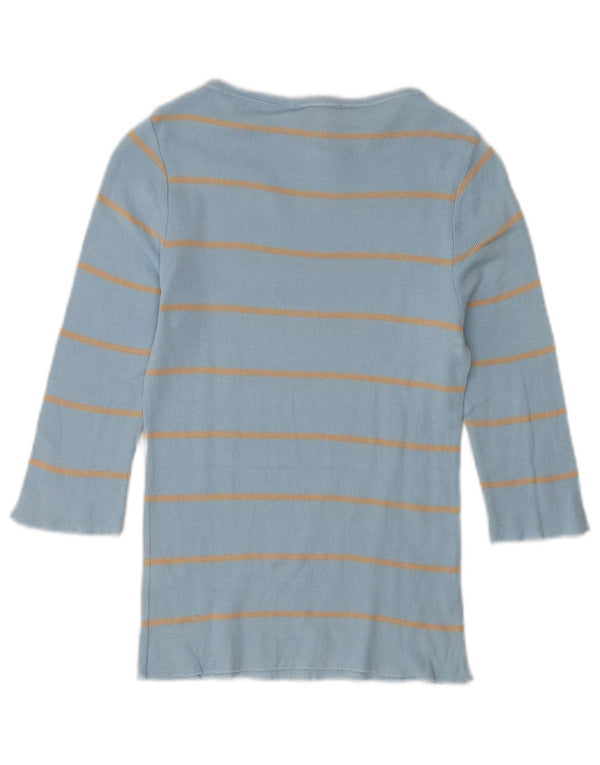 Trussardi Mujer Top Manga 3/4 UK 8 Pequeño Algodón A Rayas Azul