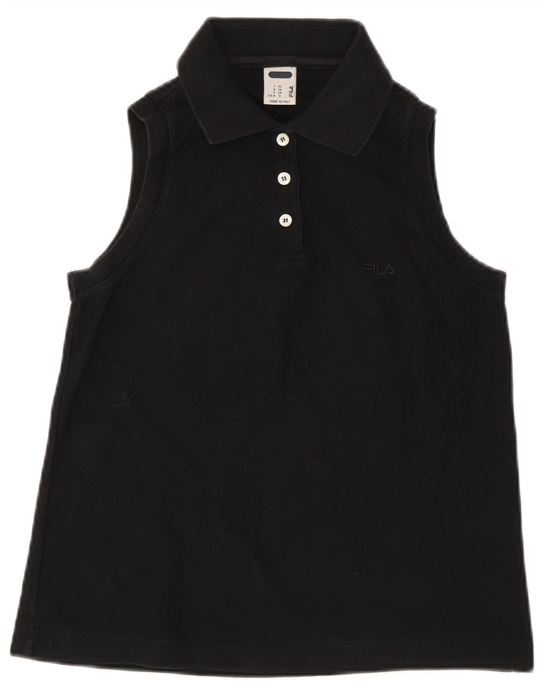 Fila Polo Sin Mangas Mujer IT 42 Algodón Negro Mediano
