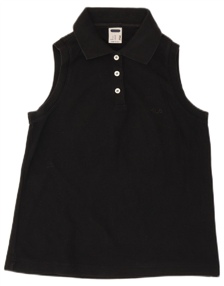 Fila Polo Sin Mangas Mujer IT 42 Algodón Negro Mediano