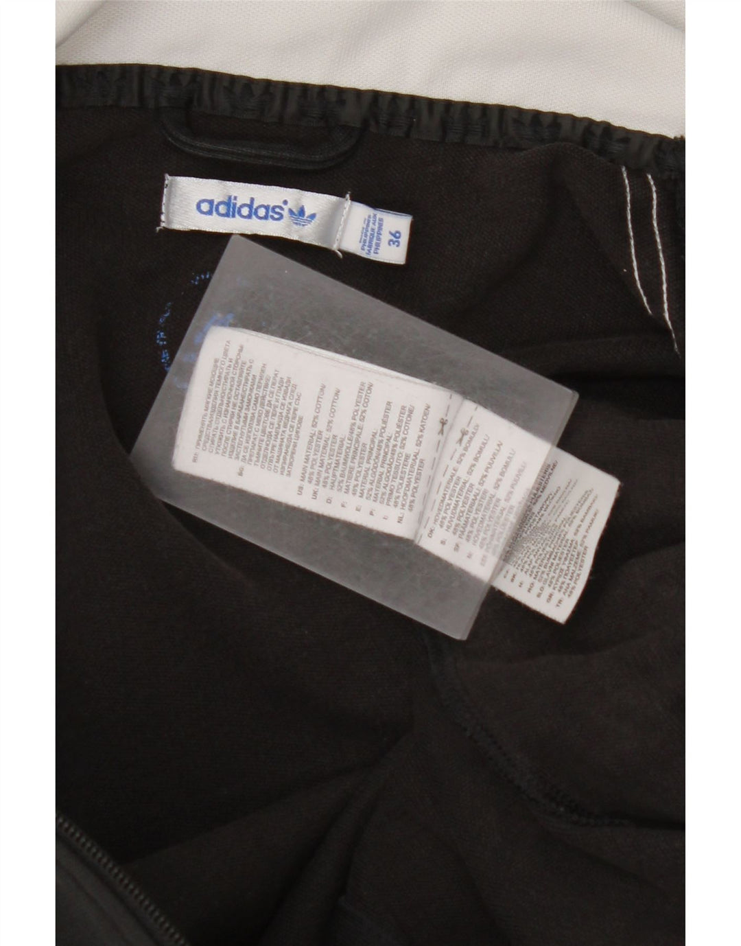 ADIDAS Chaqueta superior de chándal para mujer EU 36 Small Black Colourblock Cotton
