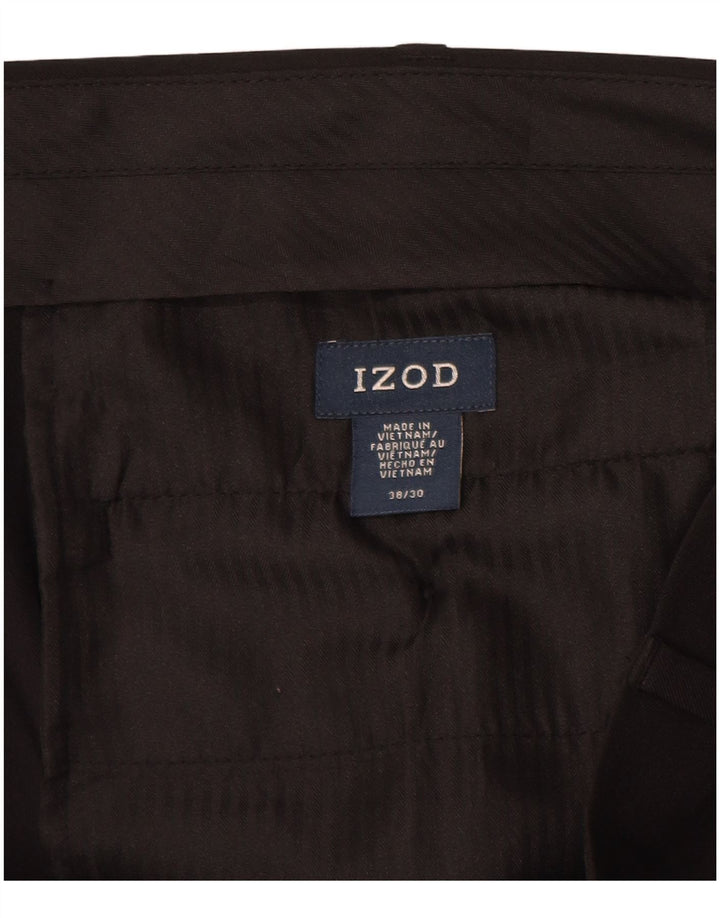 IZOD Pantalón de traje recto para hombre W38 L30 Poliéster negro