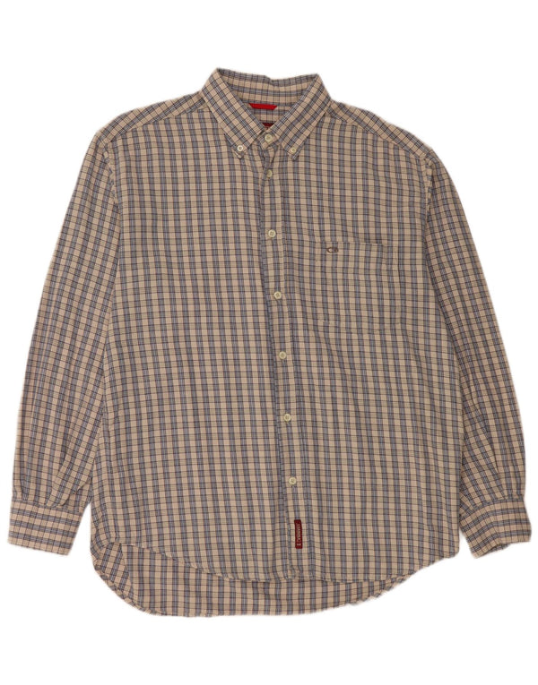 Camisa de franela Carrera para hombre de algodón a cuadros grises grandes