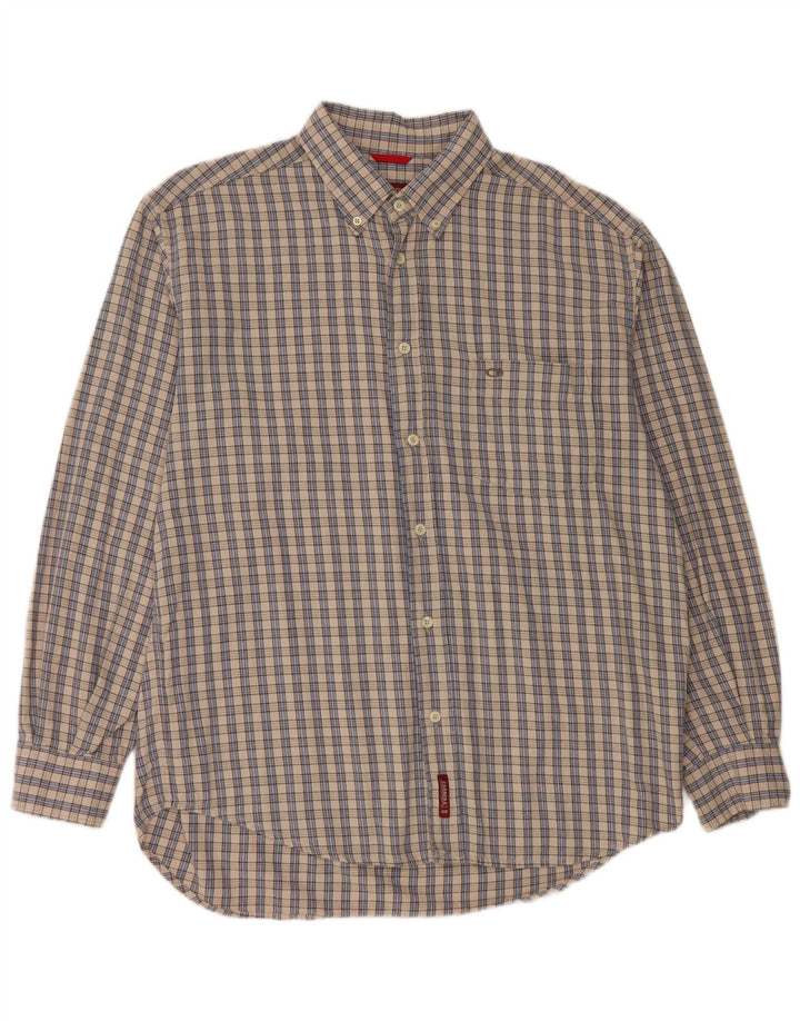 Camisa de franela Carrera para hombre de algodón a cuadros grises grandes