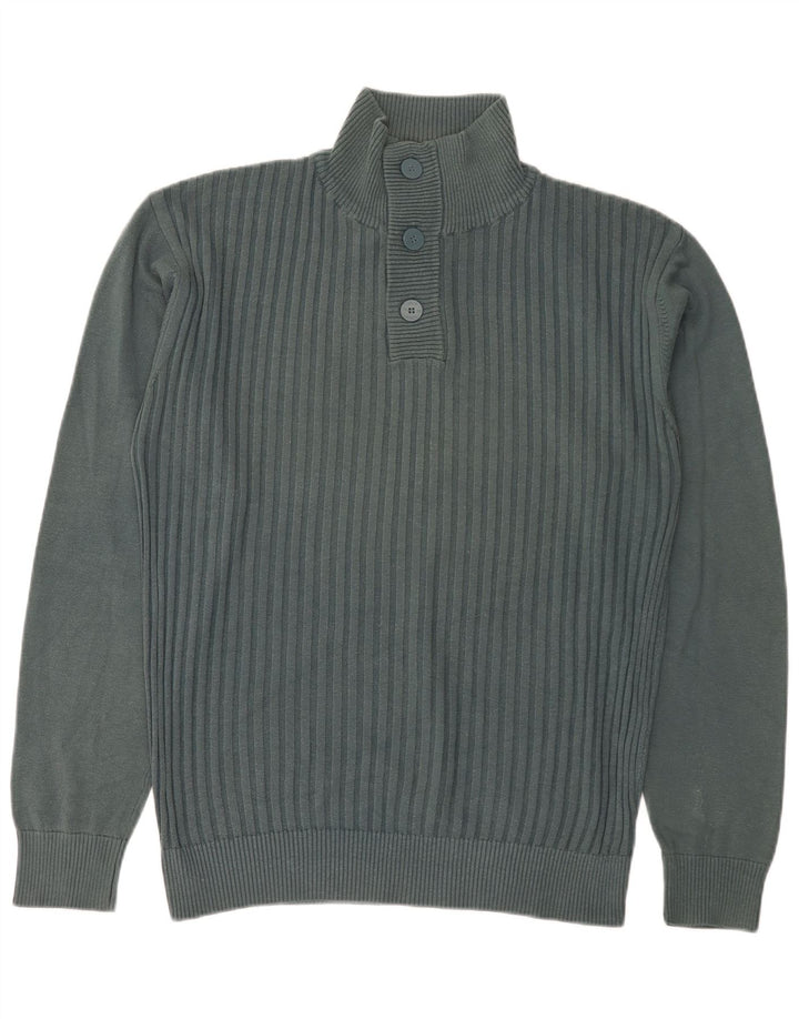 Jack & Jones Hombre Button Neck Jumper Sweater XL Verde Algodón