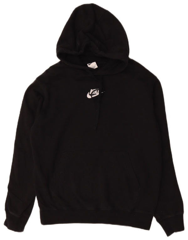 Nike Jersey con capucha gráfica para hombre, talla pequeña, algodón negro con bloques de color