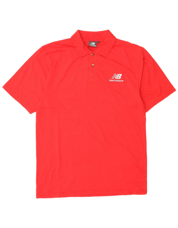 New Balance Polo para hombre grande de algodón rojo