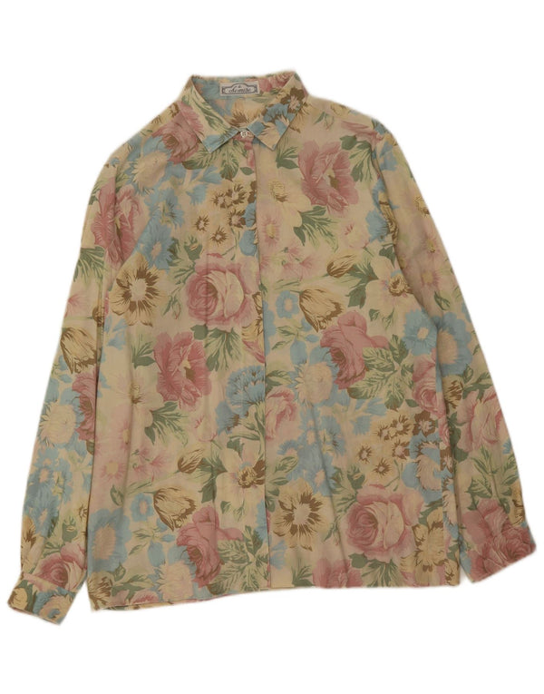 VINTAGE Camisa de Mujer Reino Unido 16 Grande Multicolor Floral