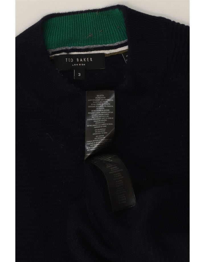 Ted Baker - Jersey con cuello de tortuga para hombre, talla 3, algodón azul marino mediano