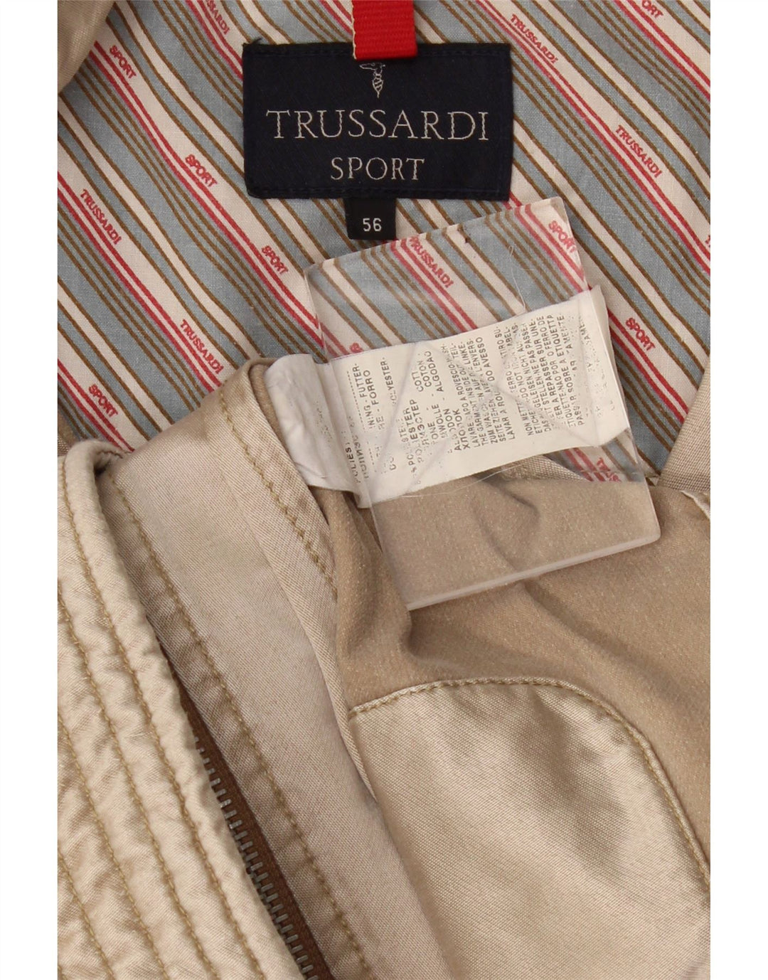 Trussardi Chaqueta utilitaria para hombre IT 56 3XL Beige Poliéster