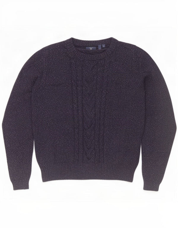 Gant Suéter tipo jersey con cuello barco para mujer UK 40 XL Lana de alpaca moteada en azul marino