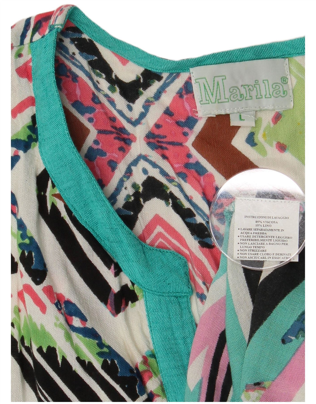Marila Vestido recto sin mangas para mujer UK 44 Grande Multicolor Geométrico