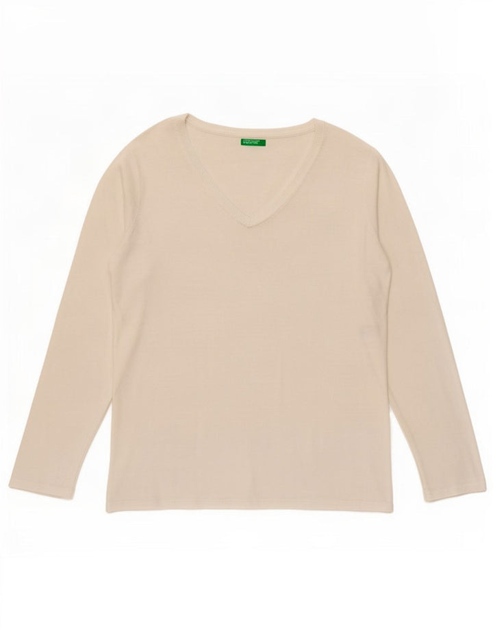 Benetton Top Mujer Manga Larga ES 44 Mediano Blanco
