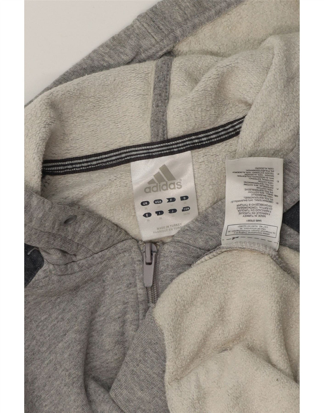 ADIDAS Sudadera con capucha y cremallera para hombre Algodón gris medio con bloques de color