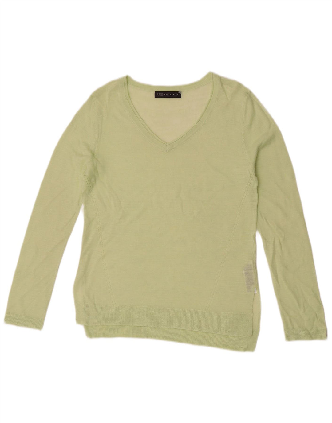 Marks & Spencer Jersey transparente con cuello en V para mujer UK 8 Small Green
