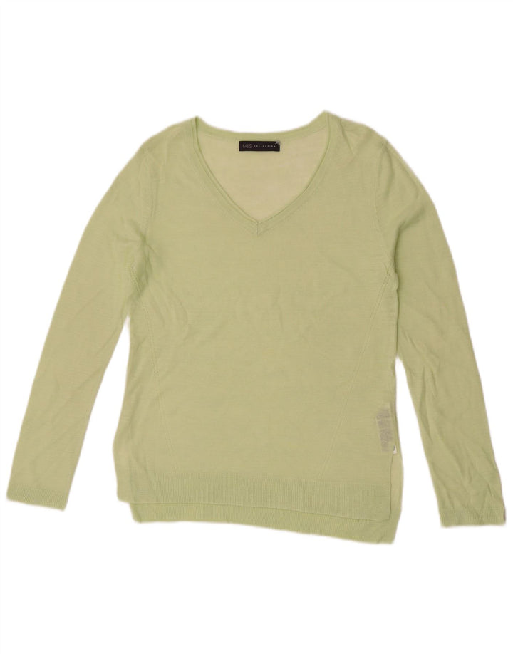 Marks & Spencer Jersey transparente con cuello en V para mujer UK 8 Small Green
