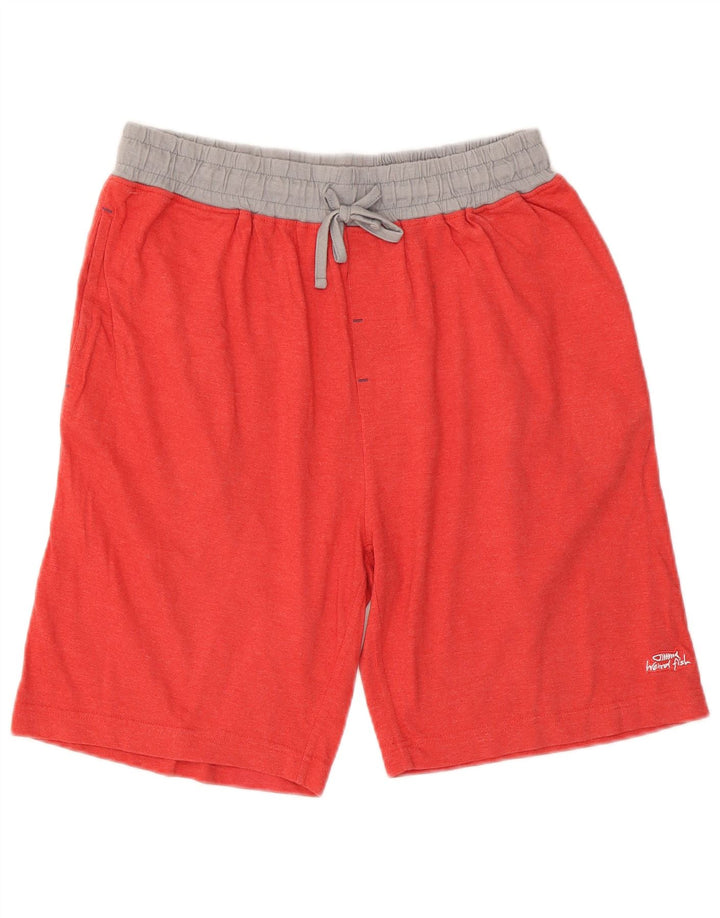 Weird Fish Pantalones cortos deportivos para hombre de algodón color block rojo grande