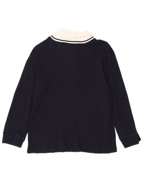 RALPH LAUREN Top para mujer manga 3/4 UK 40 XL Algodón azul marino con bloques de color