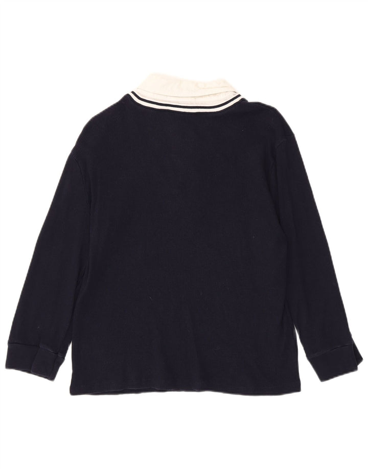 RALPH LAUREN Top para mujer manga 3/4 UK 40 XL Algodón azul marino con bloques de color