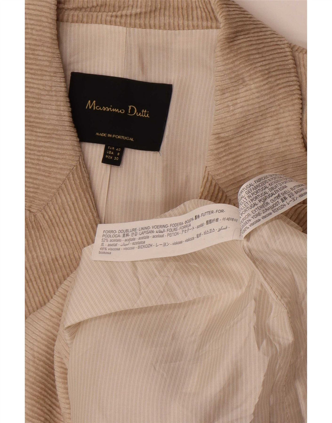 Massimo Dutti Chaqueta Blazer De Pana Mujer EU 40 Beige Medio