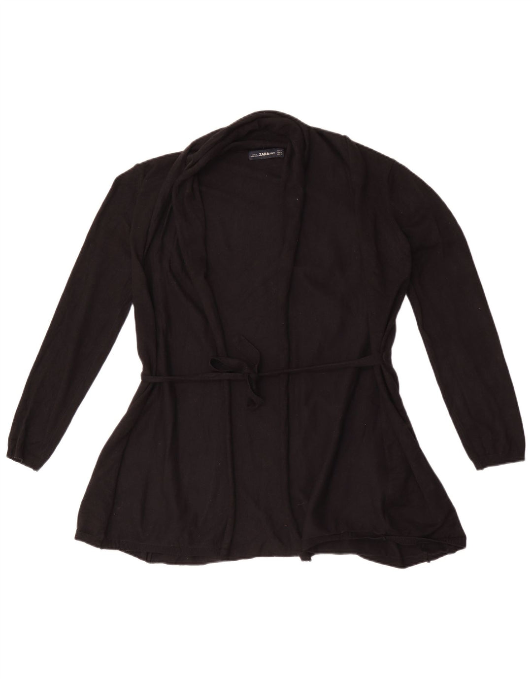 Zara Mujer Cárdigan Abierto Suéter UK 12 Medium Black Viscosa