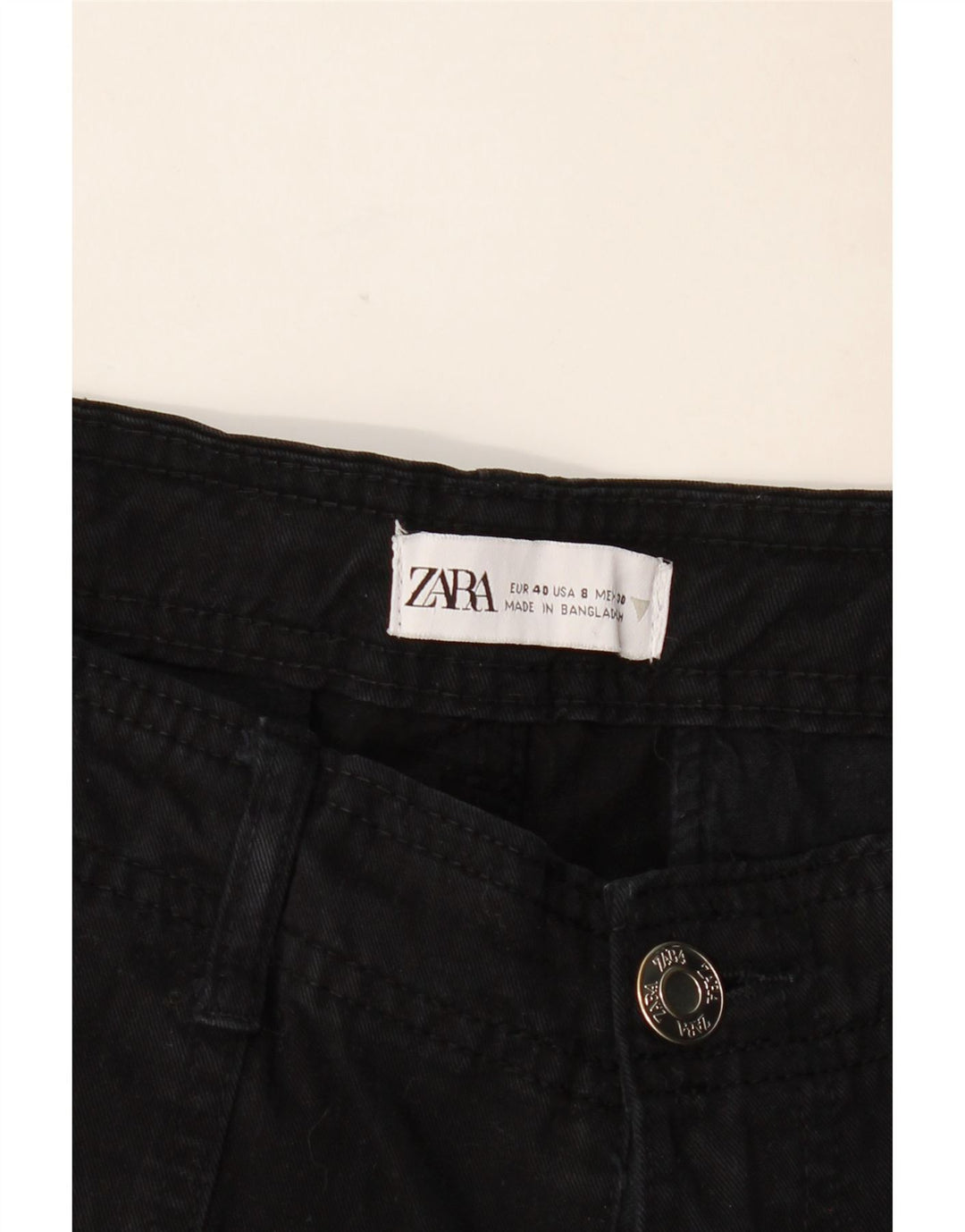 ZARA Mujer Pantalón Cargo Recto EU 40 Medium W30 L31 Negro